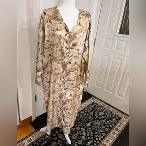 Nicole Beige Floral Long Robe size 2X